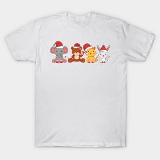 Pets With Santa Hats Christmas T-Shirt